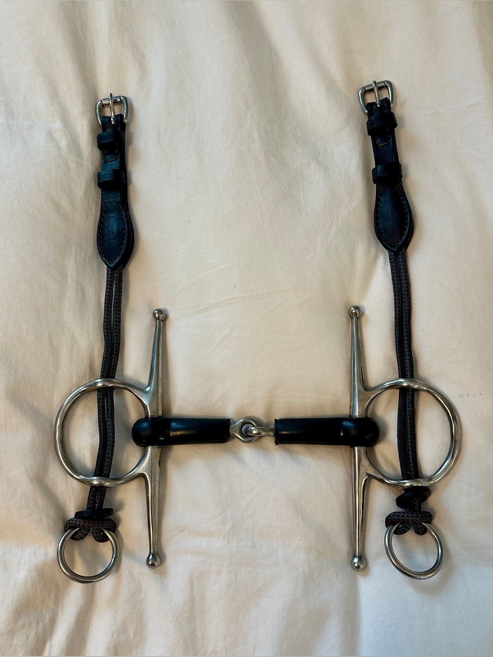 Jake Adams rubber gag bit with cheekpieces - 135mm